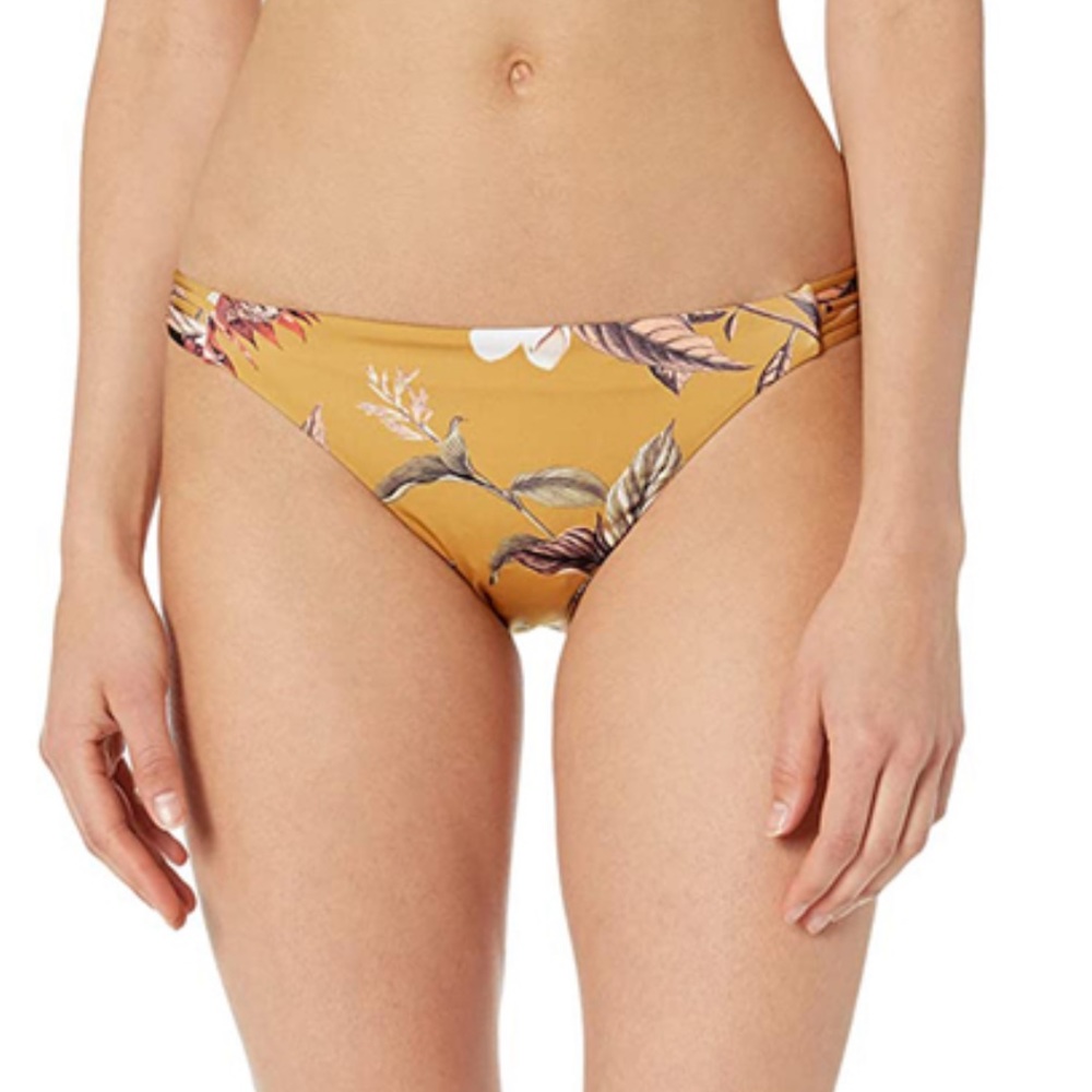 BCBGMAXAZRIA Gold desert flower bikini bottom in size 10. NWT